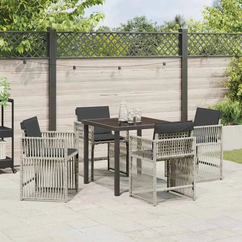 Garden Dining Set 5 Piece Light Grey Outdoor Furniture with Cushions