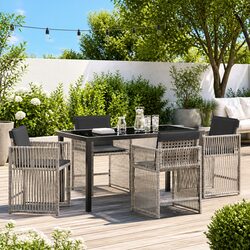Quality Outdoor Dining Set - 5 Pieces in Light Grey