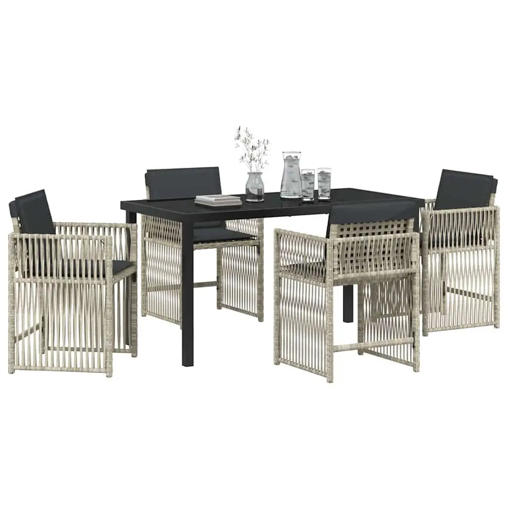 Garden Dining Set 5 Piece Outdoor Furniture Light Grey Steel Frame Patio Seating