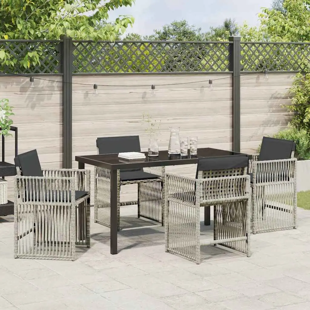 Garden Dining Set 5 Piece Outdoor Furniture Light Grey Steel Frame Patio Seating