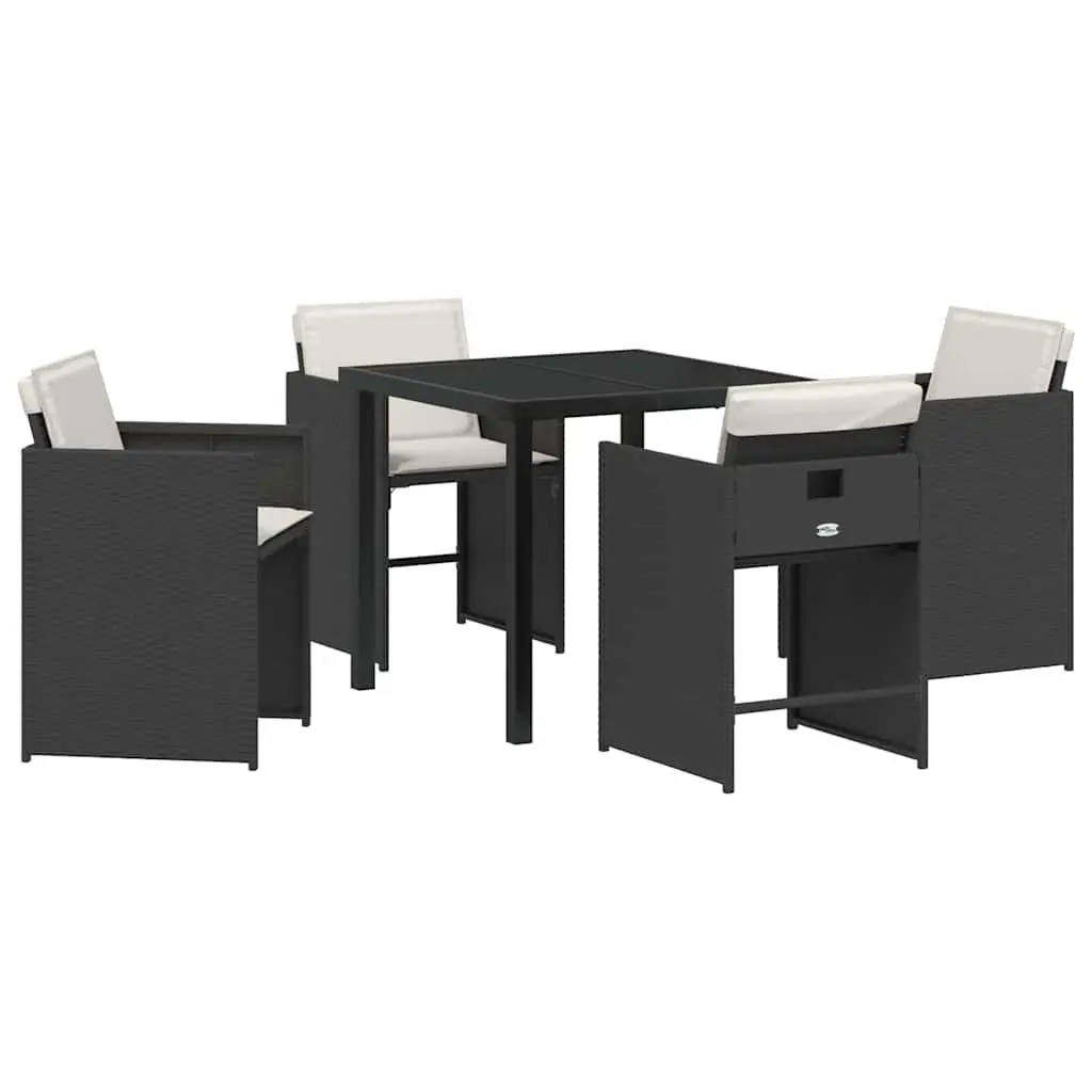 Outdoor Dining Set 5 Piece Black Poly Rattan Garden Furniture Patio Table