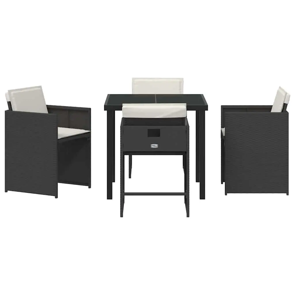 Outdoor Dining Set 5 Piece Black Poly Rattan Garden Furniture Patio Table