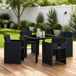 Comfortable 5-Piece Garden Dining Set in Black