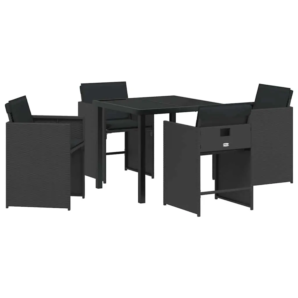 Outdoor Furniture Dining Set 5 Piece Black Poly Rattan Table with Chairs