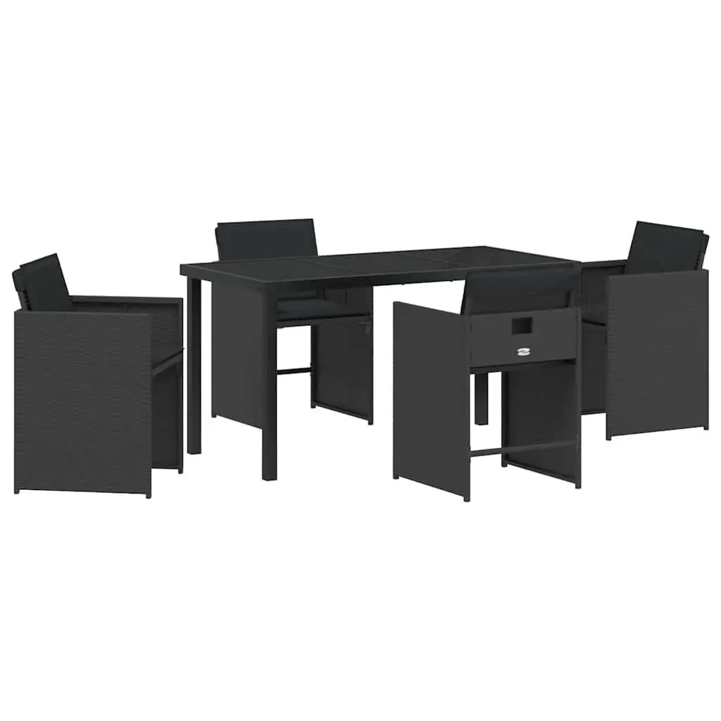 Outdoor Dining Set Garden Furniture 5 Piece Black Poly Rattan Table Chairs