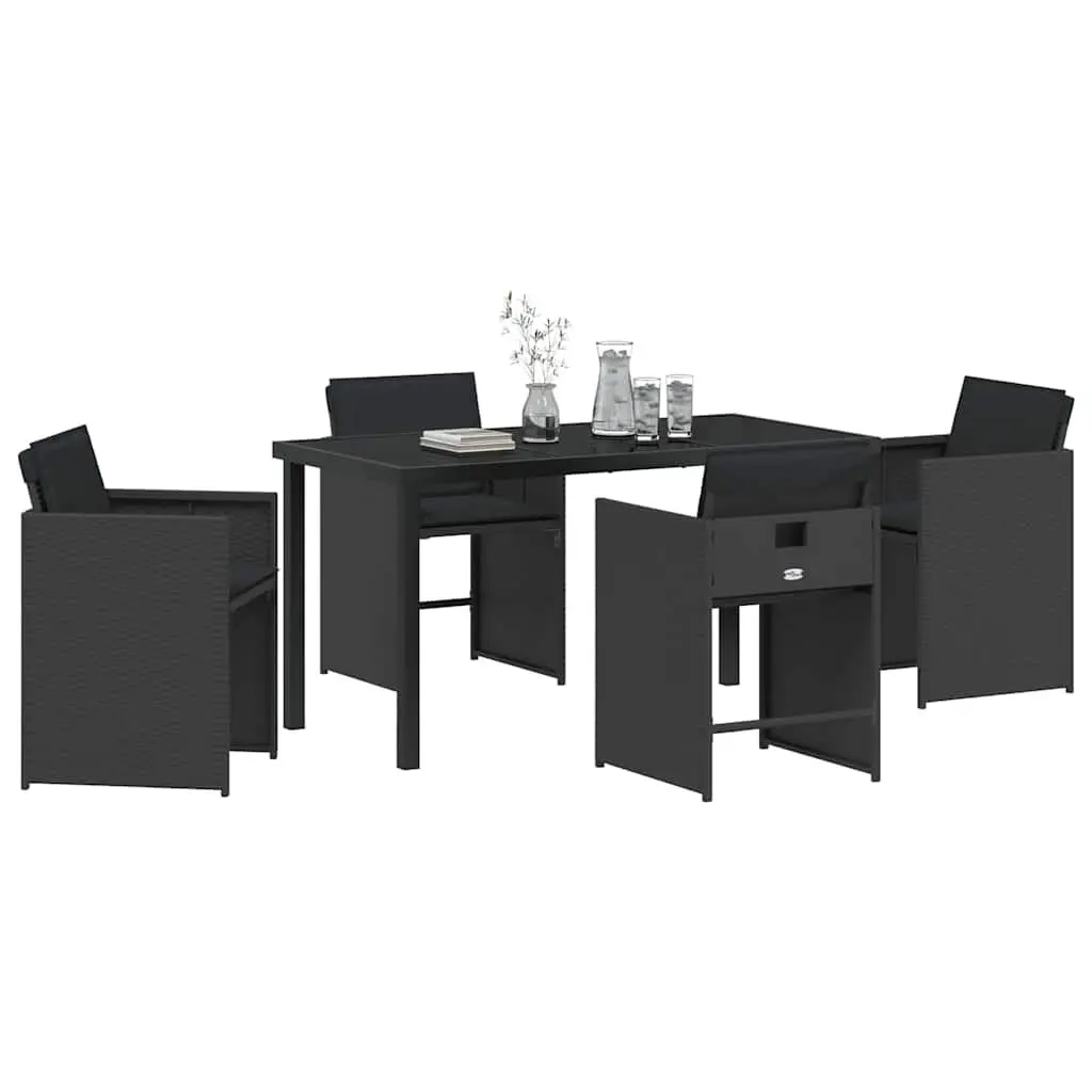 Outdoor Dining Set Garden Furniture 5 Piece Black Poly Rattan Table Chairs