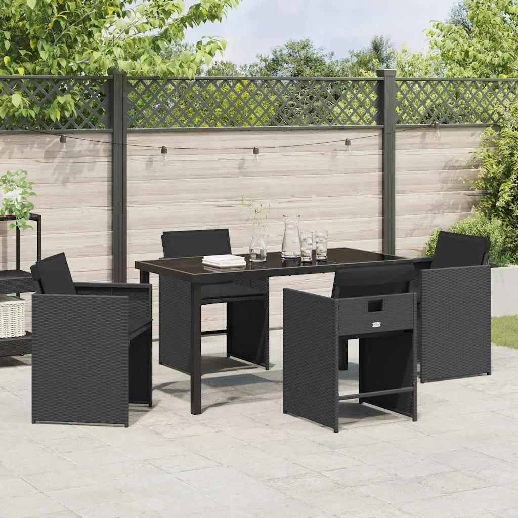 Outdoor Dining Set Garden Furniture 5 Piece Black Poly Rattan Table Chairs