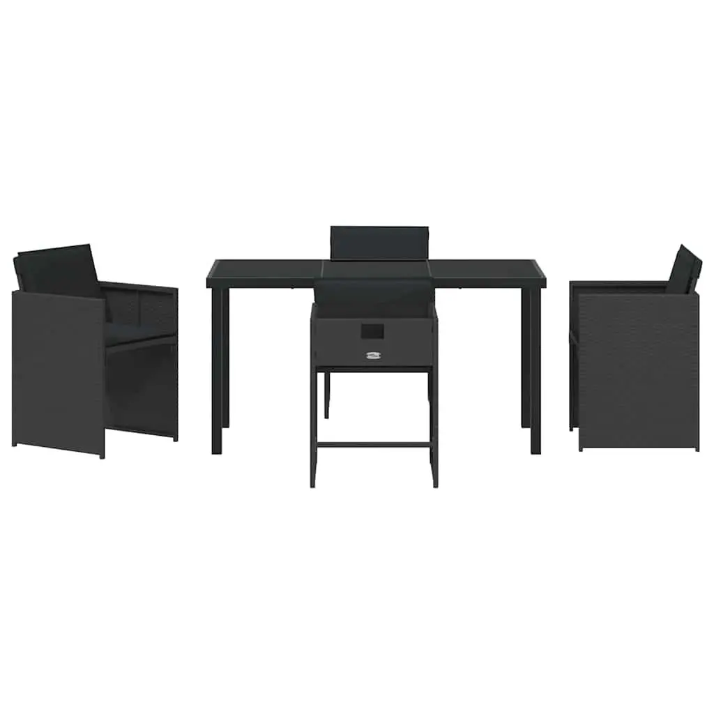 Outdoor Dining Set Garden Furniture 5 Piece Black Poly Rattan Table Chairs