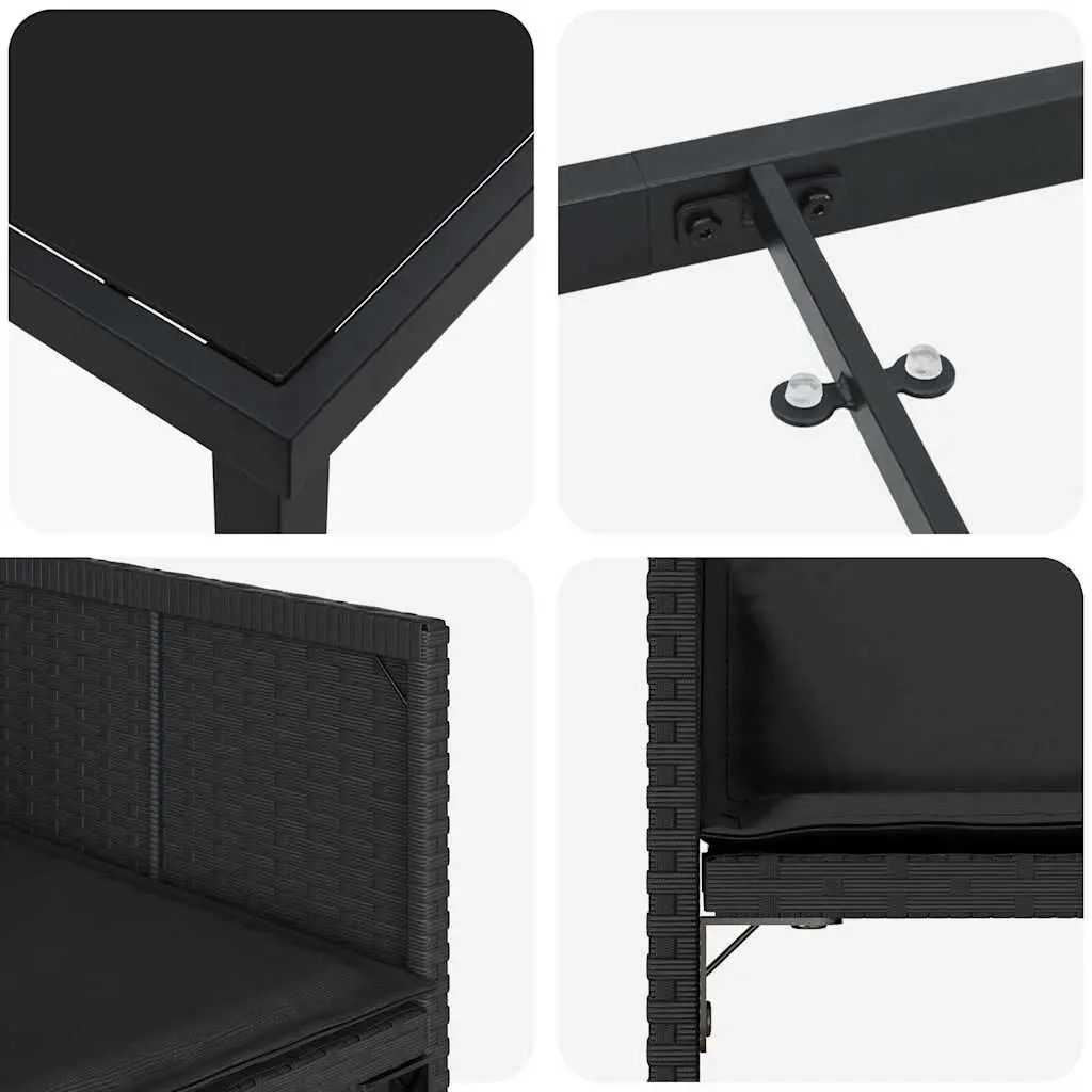 Outdoor Dining Set Garden Furniture 5 Piece Black Poly Rattan Table Chairs