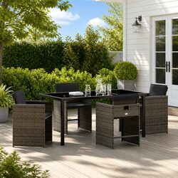 Reliable 5-Piece Grey Garden Dining Set for Comfort