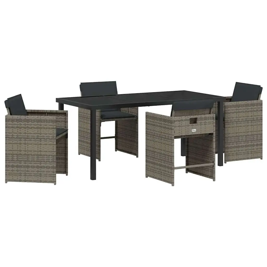 Garden Dining Set 5 Pieces Outdoor Furniture Grey Rattan Table Chairs