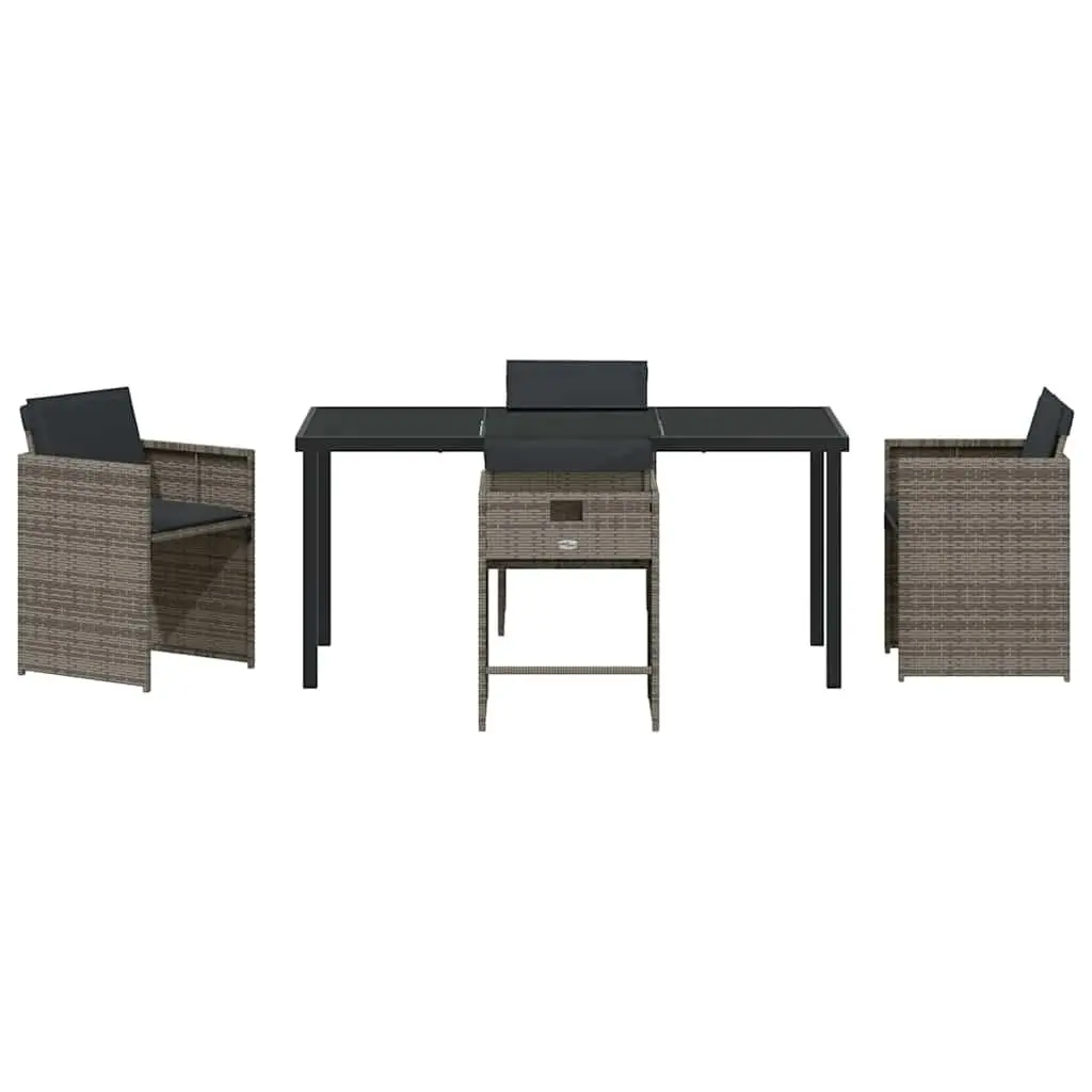 Garden Dining Set 5 Pieces Outdoor Furniture Grey Rattan Table Chairs
