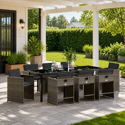 Comfortable 9-Piece Garden Dining Set with Minimal Maintenance