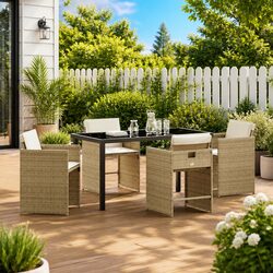 5-Piece Beige Patio Dining Set - Modern and Easy Care