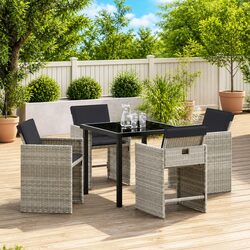 Comfortable and Functional 5-Piece Light Grey Dining Set