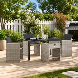 Warm and Reliable Light Grey Outdoor Dining Set 5 Pieces