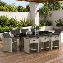 Value-Driven 9-Piece Light Grey Outdoor Dining Set