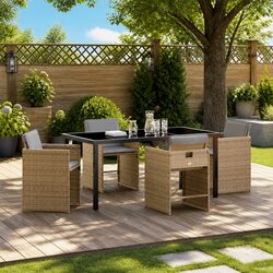 Stylish 5-Piece Outdoor Dining Set with Rattan Chairs and Table