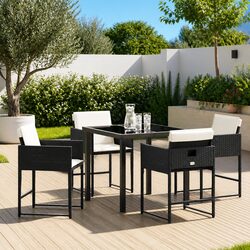 Reliable Black Garden Dining Set for Outdoor Use