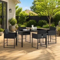 Value and Comfort: 5-Piece Black Dining Set for Outdoors