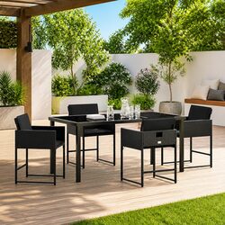 Comfortable 5-Piece Black Outdoor Dining Set