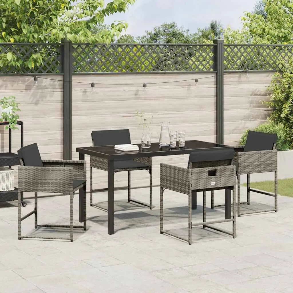 Garden Dining Set 5pc Outdoor Furniture Patio Table Chairs Grey Poly Rattan