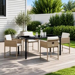 Comfortable 5-Piece Beige Outdoor Dining Set