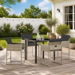 Reliable 5-Piece Light Grey Dining Set for Outdoor Use