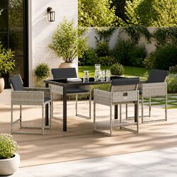 Practical 5-Piece Light Grey Garden Dining Set
