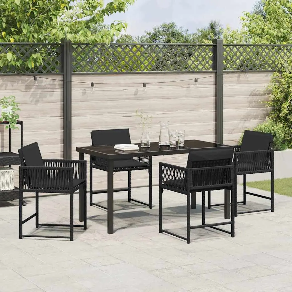 5-Piece Black Garden Dining Set with Chairs