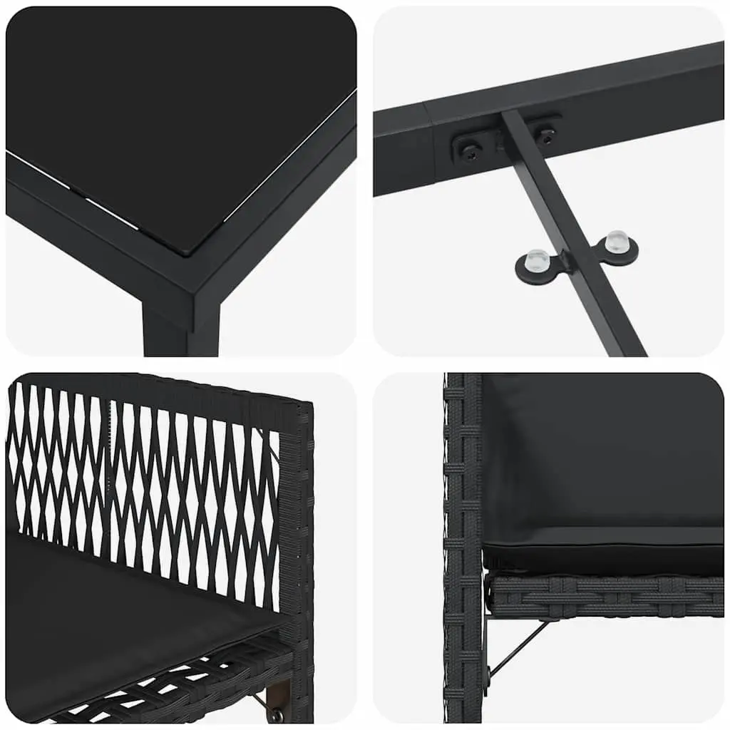 5-Piece Black Garden Dining Set with Chairs