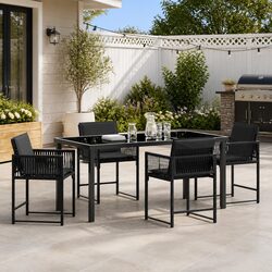 Comfortable 5-Piece Garden Dining Set in Black