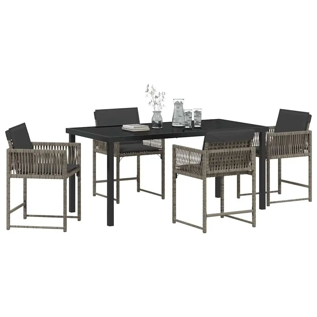 5 Piece Grey Dining Set for Outdoor Spaces