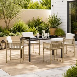 Beige Rattan Garden Dining Set - Stylish & Durable