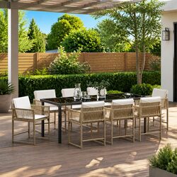 Comfortable 9-Piece Beige Patio Dining Set