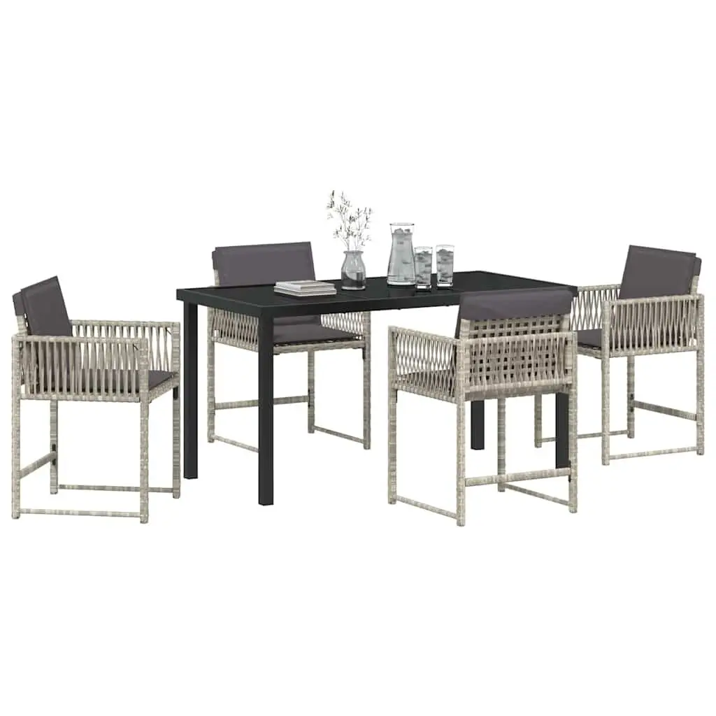 Garden Dining Set 5 Piece Outdoor Furniture Light Grey Poly Rattan Patio Table