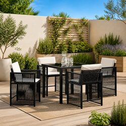 Comfortable Black 5-Piece Garden Dining Set