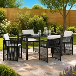 Comfortable 5 Piece Black Garden Dining Set Value
