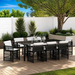 Comfortable 9-Piece Outdoor Dining Set with Quality Build
