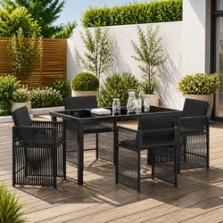 Comfortable 5-Piece Black Dining Set for Outdoor Gatherings