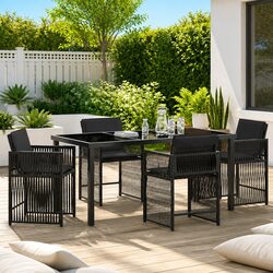 Reliable 5-Piece Black Garden Dining Set with Comfort