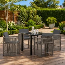 Affordable 5-Piece Grey Poly Rattan Dining Set