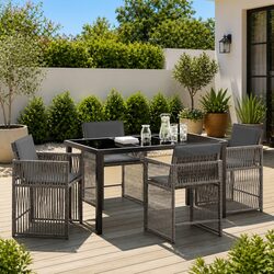 Reliable 5-Piece Grey Dining Set for Outdoor Use