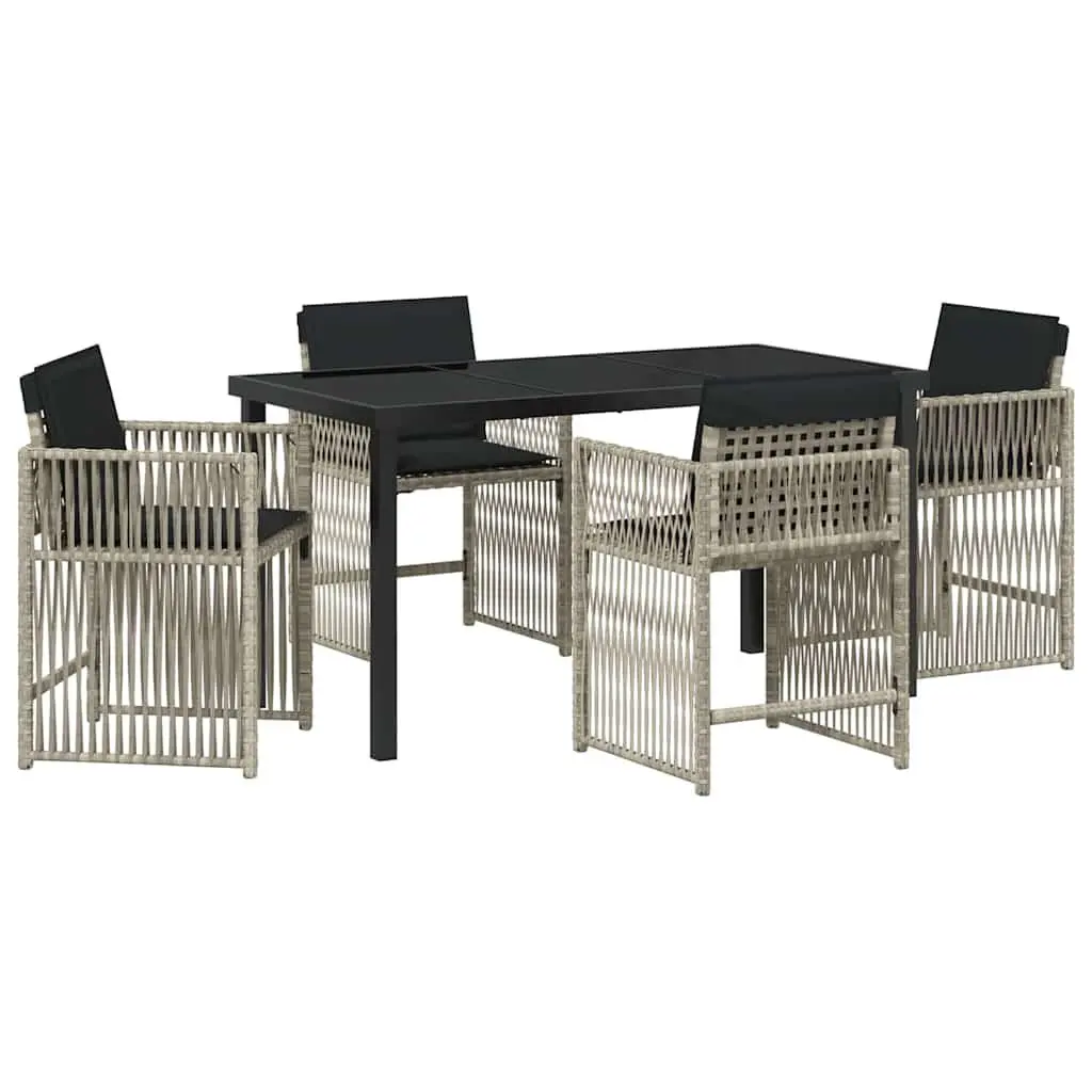 Garden Dining Set 5 Piece Light Grey Poly Rattan Outdoor Furniture Patio Table