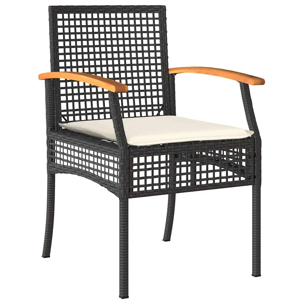 Garden Dining Set 5 Piece Outdoor Furniture Black Rattan Chairs Glass Top Table