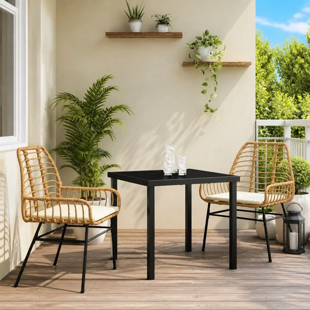 Outdoor Dining Set 3-Piece Garden Patio Furniture Brown