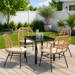 Comfortable 5-Piece Garden Dining Set in Brown