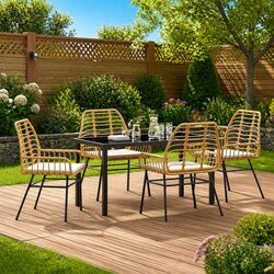 Reliable 5-Piece Brown Dining Set for Outdoor Use