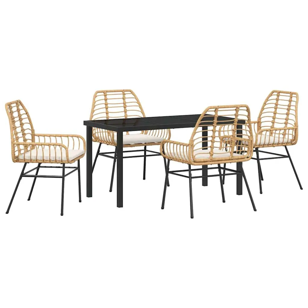 5-Piece Brown Dining Set for Outdoor Use