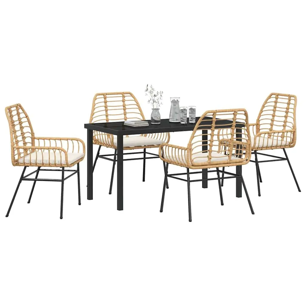 5-Piece Brown Dining Set for Outdoor Use